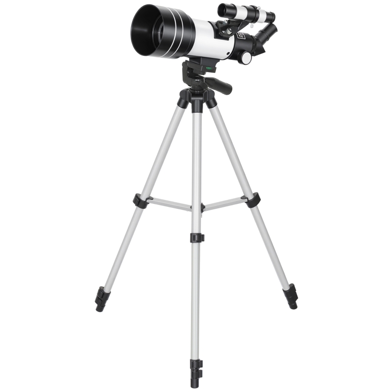 Teleskop, 70 mm Objektiv, 5 x 24 Fernrohr, verstellbares Stativ, Silberfarben