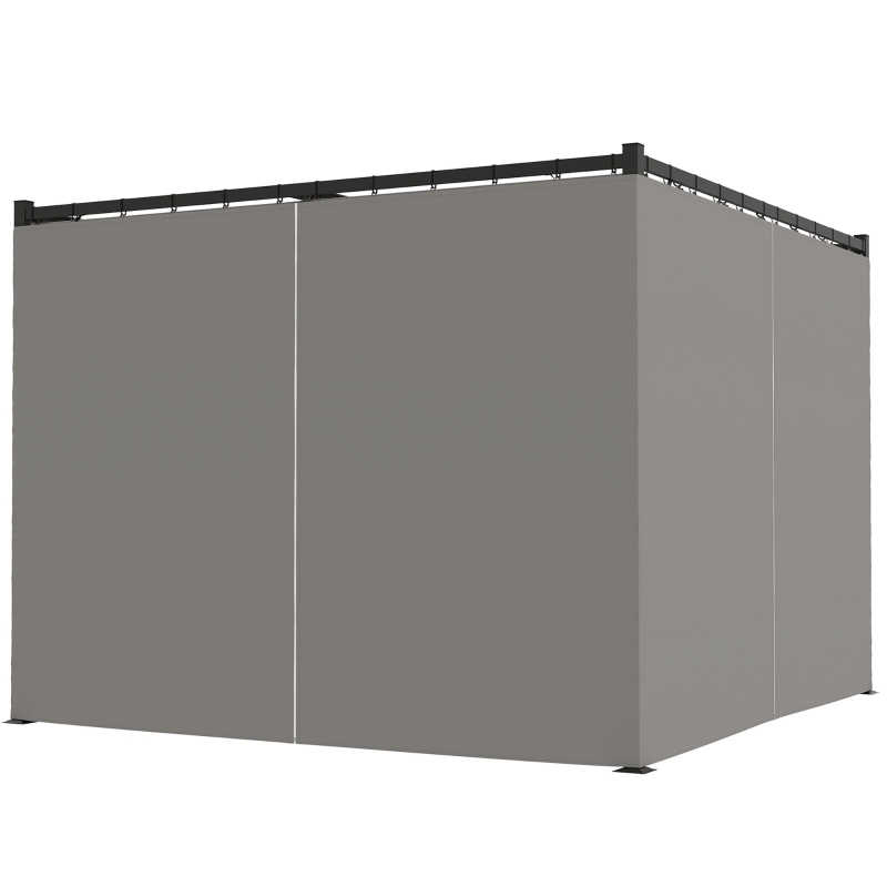 3 x 3m Moving Canopy Metal Pergola, with Curtains - Grey