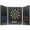 Elektronische Dartscheibe E Dartboard mit Türen Holzoptik LED Anzeige Sprachansagen 6 Dartpfeile, 24 Ersatzspitzen