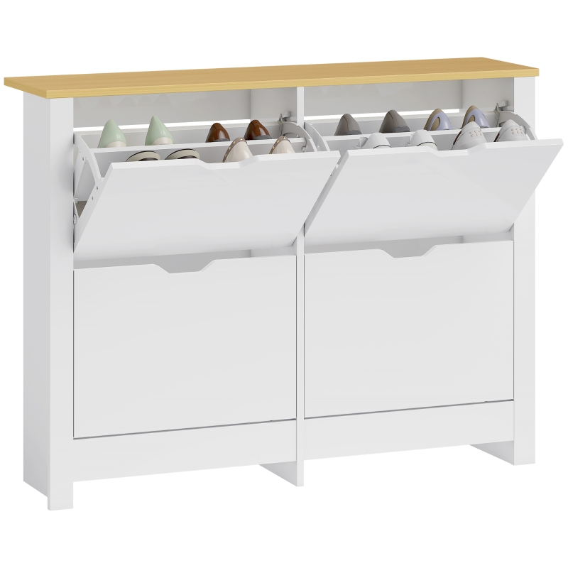 Schuhschrank Schmal mit 4 Klappfächern für 8–16 Paar Schuhe, 105 x 26 x 80 cm