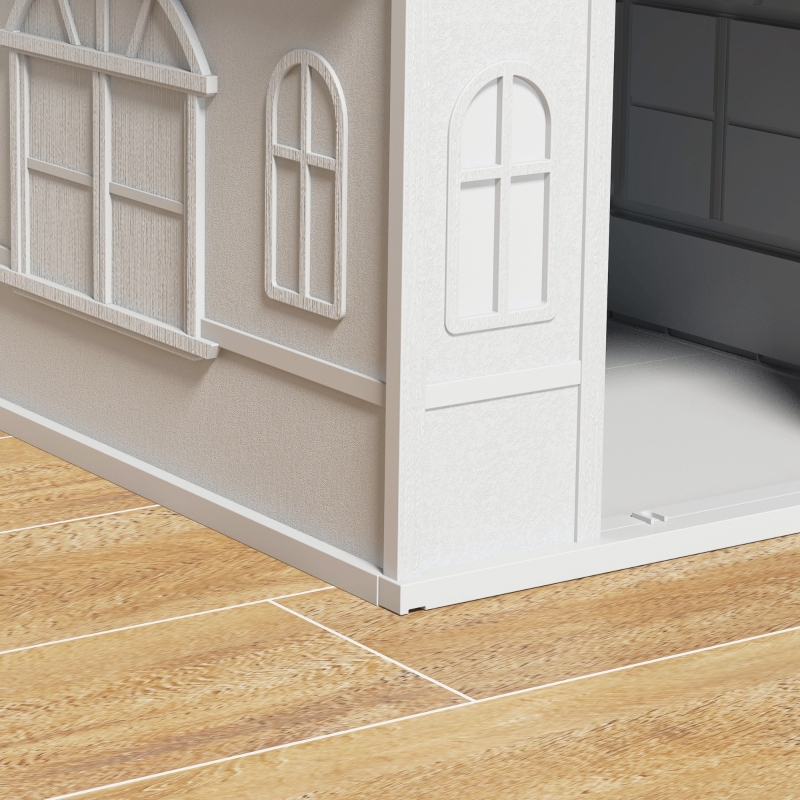 Plastic Weather-Resistant Dog House, for Indoors and Outdoors, Medium Dogs - Grey