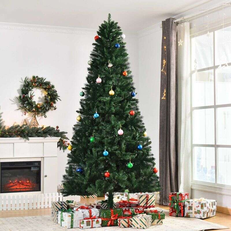 HOMCOM Sapin de Noël Artificiel 240H cm 1499 Branches épines Imitation Nordmann Grand réalisme Vert