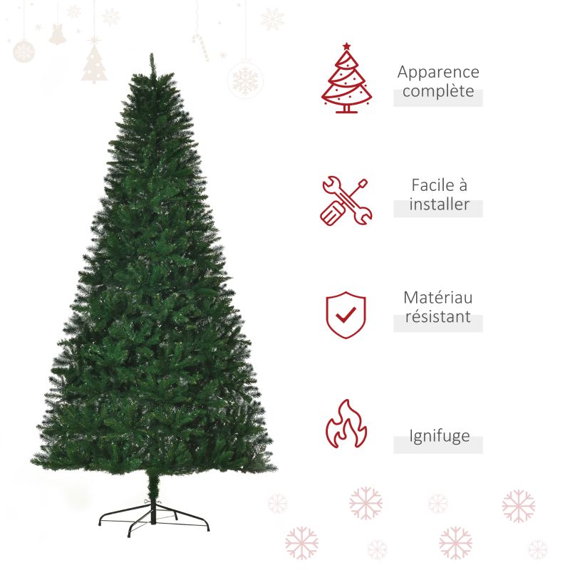 HOMCOM Sapin de Noël Artificiel 240H cm 1499 Branches épines Imitation Nordmann Grand réalisme Vert