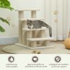 PawHut Dog Steps for Bed 4 Step Pet Stairs for Sofa Dog Cat Climb Ladder 63x43x60 cm Cream