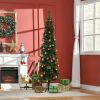 HOMCOM 6.5FT Tall Pencil Slim Artificial Christmas Tree with Realistic Branches, Tip Count and Pine Cones, Pine Needles Tree, Xmas Decoration, Green