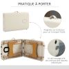 Portable Massage Bed, Folding Spa Beauty Massage Table with 2 Sections, Carry Bag and Wooden Frame, Cream