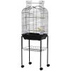 PawHut Cage à oiseaux volière pour oiseaux sur roulettes avec toit ouvrant 3 perchoirs étagère inférieure 46 x 36 x 130 cm noir