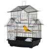 PawHut Metal Bird Cage with Plastic Swing Perch Food Container Tray Handle for Finch Canary Budgie 43.5 x 33 x 63 cm, Black