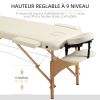 Portable Massage Bed, Folding Spa Beauty Massage Table with 2 Sections, Carry Bag and Wooden Frame, Cream