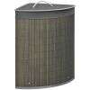 HOMCOM Bamboo Laundry Basket with Lid, 55 Litres Laundry Hamper with Removable Washable Lining,  Corner Washing Baskets, 38 x 38 x 57cm, Grey