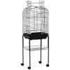 PawHut Cage à oiseaux volière pour oiseaux sur roulettes avec toit ouvrant 3 perchoirs étagère inférieure 46 x 36 x 130 cm noir
