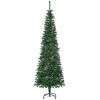 HOMCOM 6.5FT Tall Pencil Slim Artificial Christmas Tree with Realistic Branches, Tip Count and Pine Cones, Pine Needles Tree, Xmas Decoration, Green