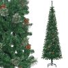 HOMCOM 6.5FT Tall Pencil Slim Artificial Christmas Tree with Realistic Branches, Tip Count and Pine Cones, Pine Needles Tree, Xmas Decoration, Green