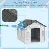 Plastic Weather-Resistant Dog House, for Indoors and Outdoors, Medium Dogs - Grey