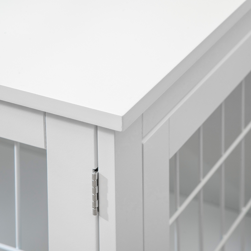 PawHut Cage pour chien animaux 2 en 1 table d'appoint meuble cage chien intérieur avec 2 portes verrouillables - dim. 76L x 54.5l x 56H cm - Métal et MDF