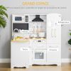 HOMCOM Cuisine pour Enfant 3-6 ans Jeu d'imitation Nombreux Accessoires rangements évier, robinet, four, micro-ondes, hotte, téléphone et réfrigérateur Blanc