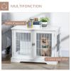 PawHut Cage pour chien animaux 2 en 1 table d'appoint meuble cage chien intérieur avec 2 portes verrouillables - dim. 76L x 54.5l x 56H cm - Métal et MDF