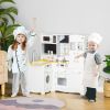 HOMCOM Cuisine pour Enfant 3-6 ans Jeu d'imitation Nombreux Accessoires rangements évier, robinet, four, micro-ondes, hotte, téléphone et réfrigérateur Blanc