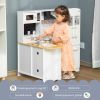 HOMCOM Cuisine pour Enfant 3-6 ans Jeu d'imitation Nombreux Accessoires rangements évier, robinet, four, micro-ondes, hotte, téléphone et réfrigérateur Blanc