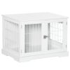 PawHut Cage pour chien animaux 2 en 1 table d'appoint meuble cage chien intérieur avec 2 portes verrouillables - dim. 76L x 54.5l x 56H cm - Métal et MDF