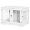PawHut Cage pour chien animaux 2 en 1 table d'appoint meuble cage chien intérieur avec 2 portes verrouillables - dim. 76L x 54.5l x 56H cm - Métal et MDF