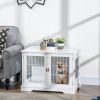 PawHut Cage pour chien animaux 2 en 1 table d'appoint meuble cage chien intérieur avec 2 portes verrouillables - dim. 76L x 54.5l x 56H cm - Métal et MDF
