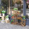 Scaffale Porta Piante Asimmetrico a 6 Livelli per Giardino e Casa in Legno, 98x28x96.5cm