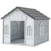 Plastic Weather-Resistant Dog House, for Indoors and Outdoors, Medium Dogs - Grey