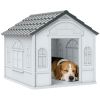 Plastic Weather-Resistant Dog House, for Indoors and Outdoors, Medium Dogs - Grey