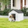 Plastic Weather-Resistant Dog House, for Indoors and Outdoors, Medium Dogs - Grey