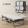Lit pliant 1 personne 200 x 80 cm avec matelas, lit d'appoint pliable et portable sur roulettes, cadre en acier, blanc