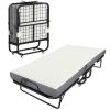 Lit pliant 1 personne 200 x 80 cm avec matelas, lit d'appoint pliable et portable sur roulettes, cadre en acier, blanc