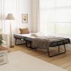 Lit pliant 1 personne 200 x 80 cm avec matelas, lit d'appoint pliable et portable sur roulettes, cadre en acier, blanc