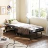 Lit pliant 1 personne 200 x 80 cm avec matelas, lit d'appoint pliable et portable sur roulettes, cadre en acier, blanc