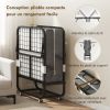 Lit pliant 1 personne 200 x 80 cm avec matelas, lit d'appoint pliable et portable sur roulettes, cadre en acier, blanc