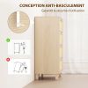 Commode 4 tiroirs cannage en rotin dim. 80L x 40l x 103H cm MDF Aspect Bois Clair