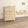 Commode 4 tiroirs cannage en rotin dim. 80L x 40l x 103H cm MDF Aspect Bois Clair