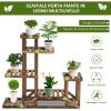 Scaffale Porta Piante Asimmetrico a 6 Livelli per Giardino e Casa in Legno, 98x28x96.5cm
