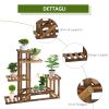Scaffale Porta Piante Asimmetrico a 6 Livelli per Giardino e Casa in Legno, 98x28x96.5cm