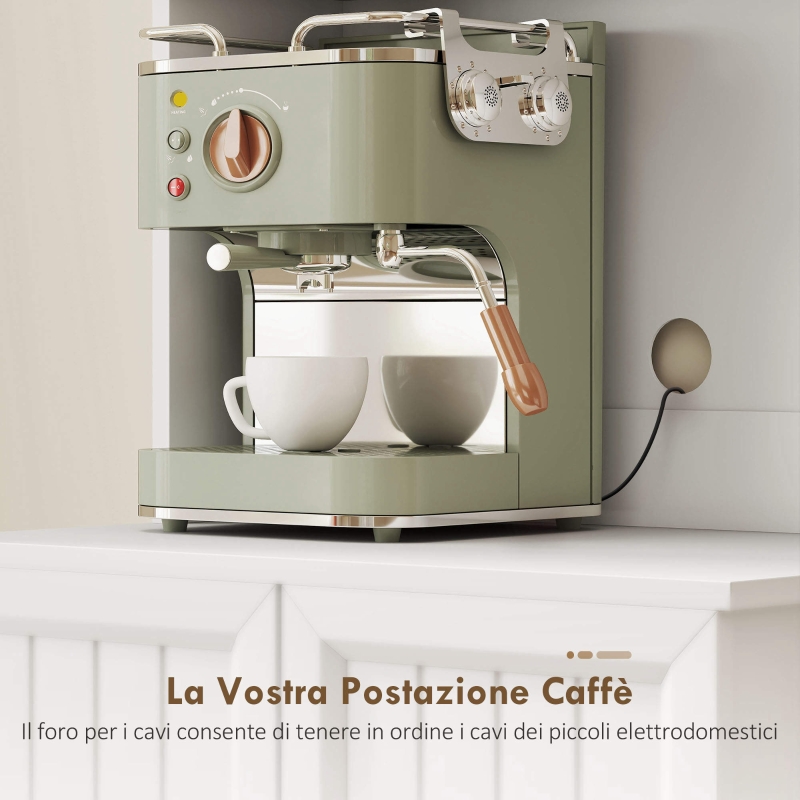 Mobile Dispensa Cucina con 2 Armadietti e 8 Ripiani, in Legno e Acrilico, 60x39.5x179.6 cm, Bianco