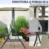 Dondolo da Giardino 2 Posti con Tettuccio Regolabile e Cuscini, 150x120x182 cm, Crema