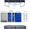  Trampolino Elastico da Esterno, Tappeto Elastico per Adulti da Giardino con Rete di Sicurezza e Bordo Imbottito, Giochi da Giardino e Casa, Ø305x248cm, Blu e Nero