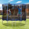  Trampolino Elastico da Esterno, Tappeto Elastico per Adulti da Giardino con Rete di Sicurezza e Bordo Imbottito, Giochi da Giardino e Casa, Ø305x248cm, Blu e Nero