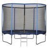  Trampolino Elastico da Esterno, Tappeto Elastico per Adulti da Giardino con Rete di Sicurezza e Bordo Imbottito, Giochi da Giardino e Casa, Ø305x248cm, Blu e Nero