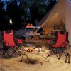 Set 2 Sedie da Campeggio Pieghevoli con Borsa Frigo, Portabicchieri e 2 Tasche, 94x62x100 cm, Rosso
