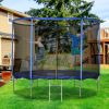  Trampolino Elastico da Esterno, Tappeto Elastico per Adulti da Giardino con Rete di Sicurezza e Bordo Imbottito, Giochi da Giardino e Casa, Ø305x248cm, Blu e Nero