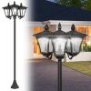  1.8m Traditional Victorian Style 3 Way Head Outdoor Garden Solar Post Lamp Sensor Dimmable LED Lantern Bollard Pathway IP44 – Black