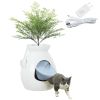  Lettiera per Gatti Antiodore a forma di Vaso con Paletta e Cavo di Alimentazione, Lettiera per Gatti Chiusa in ABS e Acciaio Inox, 50x48.5x58.7 cm, Bianco