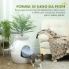  Lettiera per Gatti Antiodore a forma di Vaso con Paletta e Cavo di Alimentazione, Lettiera per Gatti Chiusa in ABS e Acciaio Inox, 50x48.5x58.7 cm, Bianco