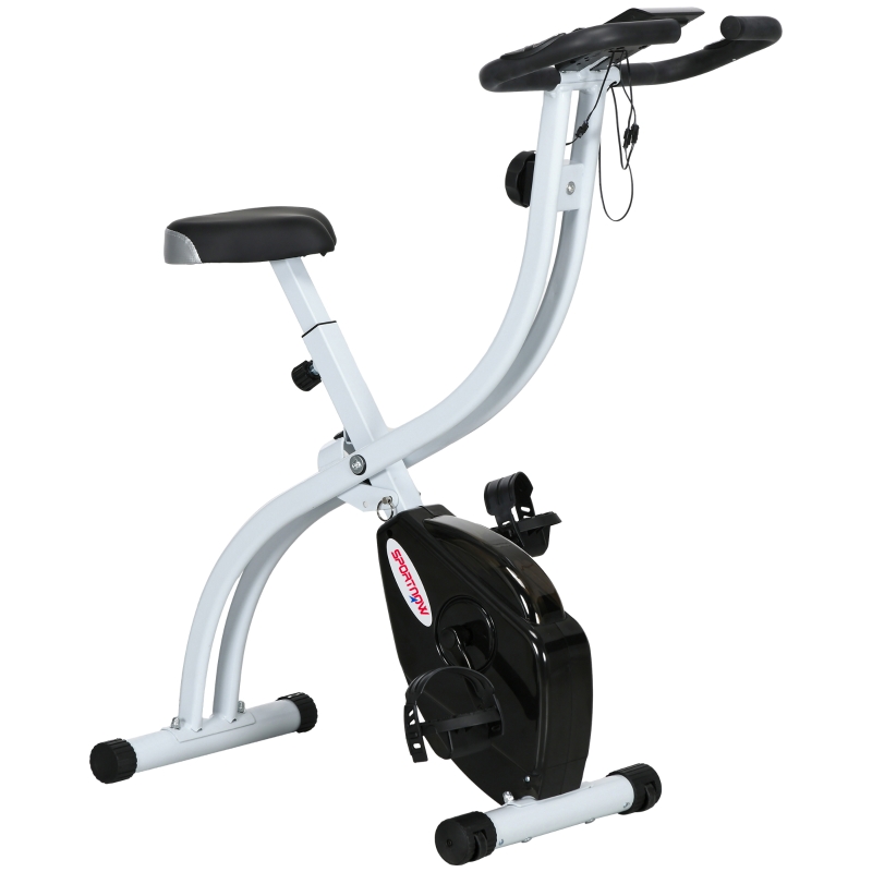Cyclette Magnetica Pieghevole a 8 Livelli di Resistenza con Seduta Regolabile, in Acciaio, 97x43x110 cm, Nero